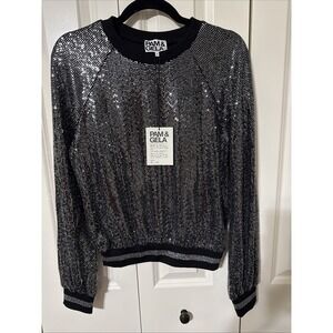 Women's NWT Pam & Gela Mirror Ball Sweatshirt Sz Small NYE